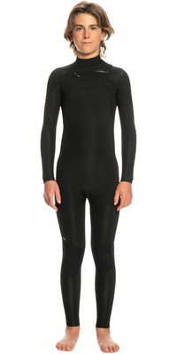 2026 Quiksilver Garçons Everyday Sessions 4/3mm Chest Zip Combinaison Néoprène EQBW103106 - Black