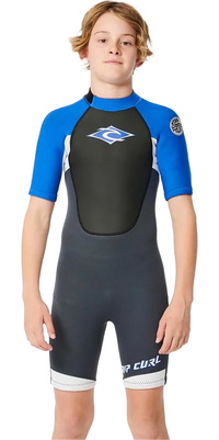 2026 Rip Curl Garçons Omega 2mm Back Zip Shorty Combinaison Néoprène 11CBSP - Blue