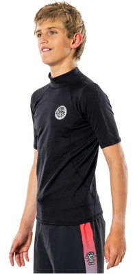2026 Rip Curl Enfants Top à Manches Courtes Thermopro WLYYCB - Black