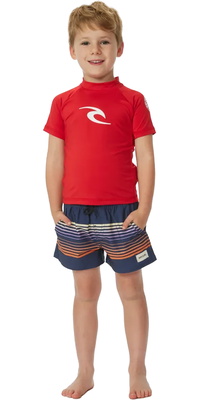 2025 Rip Curl Enfants Brand Wave UPF Gilet Lycra Manches Courtes TNQTRV - Red