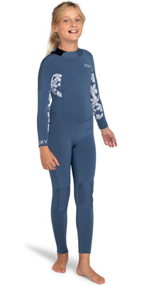 2026 Roxy Enfants Swell Series 4/3mm Back Zip Combinaison Néoprène ERGW103057 - Wild Wind Drifter Floral