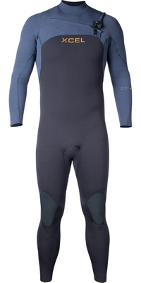 2026 Xcel Hommes Comp + 4/3mm Chest Zip Combinaison Néoprène MN43CPC4 - Black / Blue Nights
