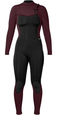 2025 Xcel Femmes Comp 5/4mm Chest Zip Combinaison Néoprène WN54ZXC4W - Black / Wine