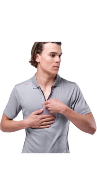 2025 Zhik Hommes Polo Zippé à Manches Courtes UVActive ATP-0085-M-GRY - Grey