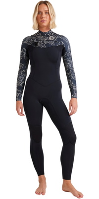 2026 Billabong Femmes Salty Dayz Natural 3/2mm Chest Zip Combinaison Néoprène 24BW191505 - Black Pebble