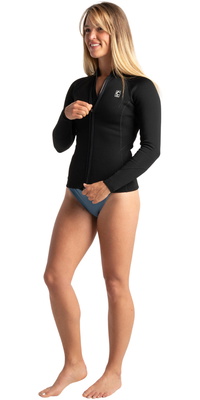 2026 C-Skins Femmes NuWave Solace Lite 1.5mm Veste Zippée C-NSOL15VELS - Black