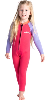 2025 C-Skins Enfants C-KID 3/2mm Front Zip Combinaison Néoprène C-BA32ST - Coral / Lilac