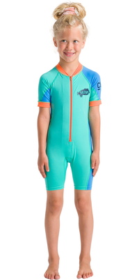 2026 C-Skins Enfants Nuwave UV Surf Combinaison Néoprène C-NLYSUNSH - Aqua / Orange / Green