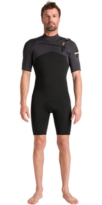 2026 C-Skins Hommes NuWave Session Lite 2/2mm Chest Zip Shorty Combinaison Néoprène C-NSEL22SHM - Black / Meteor