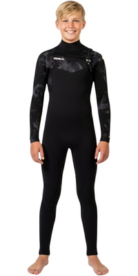 2026 Gul Junior Echo Natur 3/2mm Chest Zip Wetsuit EC1329-BKSM - Black / Smoke