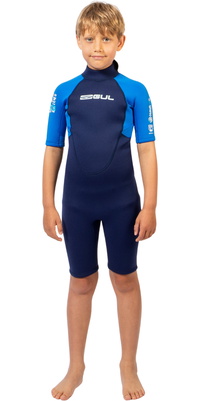 2026 Gul Enfants G-Force Natur 3/2mm Back Zip Shorty Combinaison NÃ©oprÃ¨ne GF3307-NABL - Navy / Blue