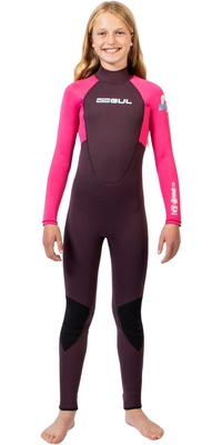 2026 Gul Enfants G-Force Natur 3/2mm Back Zip Combinaison N&eacute;opr&egrave;ne GF1307-PUPI - Purple / Pink