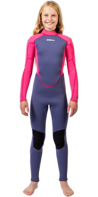 2026 Gul Enfants Response Natur 3/2mm Flatlock Back Zip Combinaison N&eacute;opr&egrave;ne RE1322-BLPI - Blue / Pink