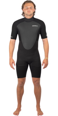 2026 Gul Hommes Response 3/2mm Back Zip Shorty Combinaison Néoprène RE3319-C1 - Black