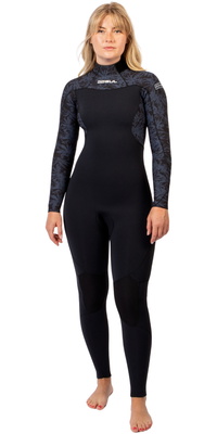 2026 Gul Femmes Yulex Flexor 4/3mm Back Zip Combinaison Néoprène FX1223 - Black / Splaterpalm