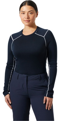 2025 Helly Hansen Femmes Lifa Merino Midweight Crew Base Layer 49378 - Navy