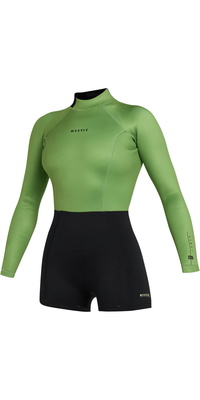 2025 Mystic Femmes Lunar Long Arm 2/2mm Back Zip Shorty Combinaison Néoprène 35000.240111 - Soft Green