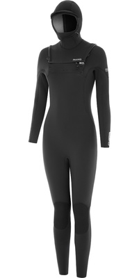 2026 Nyord Femmes Solu Yulex 6/5/4mm à Capuche Chest Zip Combinaison Néoprène SOLW654HD001 - Black