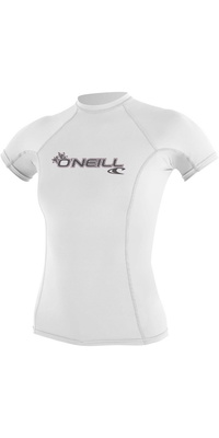2026 De Base Des Femmes O'neill Skins Manches Courtes Crew Lycra Vest 3548 - Blanc