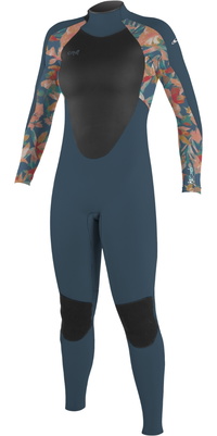 2025 ONeill Womens Epic 3/2mm Back Zip Wetsuit 4213B - Copen Blue / Painted Tropics