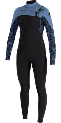 2025 ONeill Femmes Epic 5/4mm Chest Zip Combinaison Néoprène 5652 - Black / Stormy Palm / Fade Denim