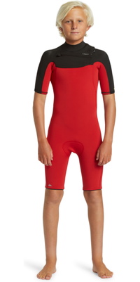 2025 Quiksilver Enfants Everyday Sessions 2/2mm Chest Zip Combinaison Néoprène EQBW503024 - High Risk Red