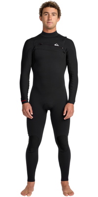 2026 Quiksilver Hommes Highline 4/3mm Chest Zip Combinaison Néoprène 25AW213501 - Black