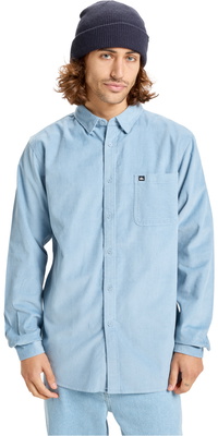 2026 Quiksilver Hommes Chemise à Manches Longues Smoke Trail Cord EQYWT04652 - Ashley Blue