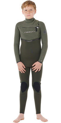 2026 Rip Curl Enfants Flashbomb Pro 4/3mm Chest Zip Combinaison Néoprène 14JBFS - Deep Cactus