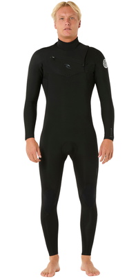 2026 Rip Curl Hommes Dawn Patrol 3/2mm Chest Zip Combinaison Néoprène 16RMFS - Black