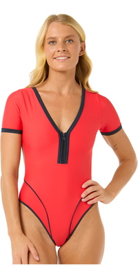 2025 Rip Curl Femmes Bomba Short Sleeve Cheeky Surf Suit 0NOWSW - Red