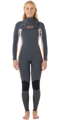 2025 Rip Curl Femmes Dawn Patrol Pro 3/2mm Chest Zip Combinaison Néoprène 16UWFS - Charcoal