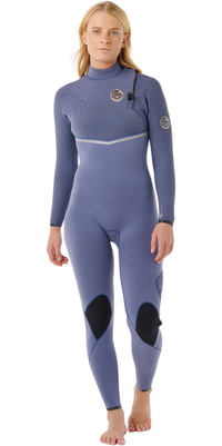 2026 Rip Curl Femmes E-Bomb 3/2mm Zip Free Combinaison Néoprène 16MWFS - Grey Blue