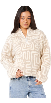 2025 Rip Curl Femmes Sunset Luau 1/4 Zip Polar Fleece 0AGWFL - Bone