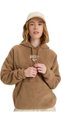 2025 Roxy Femmes Cool Calling Polar Fleece Sweat à Capuche ERJPF03221 - Woodsmoke