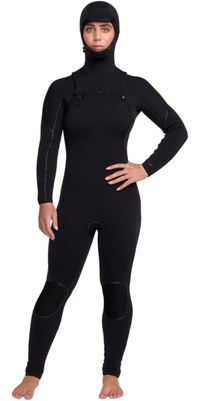 2025 Roxy Femmes Elite Xtra Warm 5/4mm Chest Zip à Capuche Combinaison Néoprène 26BW203501 - Black