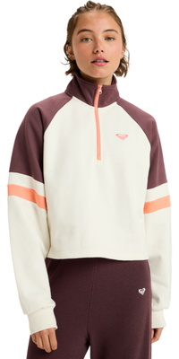 2025 Roxy Femmes Essential Energy Boxy Half Zip Sport Fleece ERJFT05011 - Whisper White