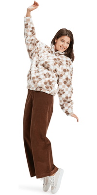 2025 Roxy Femmes Jive Talking Bonded Half Zip Printed Polar Fleece ERJPF03208 - Egret Hibi Square
