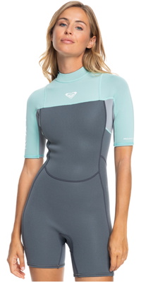 2025 Roxy Femmes Prologue 2/2mm Back Zip Shorty Combinaison Néoprène ERJW503037 - Ice Green