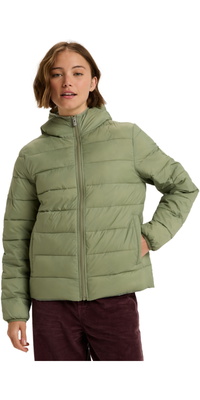 2025 Roxy Femmes Wind Bliss Veste à Capuche Légère Et Rembourrée ERJJK03691 - Oil Green
