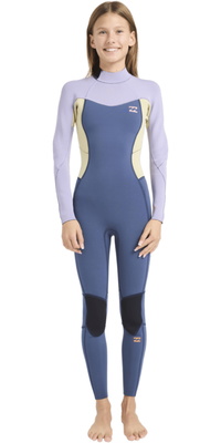 2026 Billabong Enfants Synergy 3/2mm Back Zip Combinaison N&eacute;opr&egrave;ne 24RW251602 - Stormy Blue