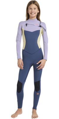 2026 Billabong Enfants Synergy Natural 4/3mm Chest Zip Combinaison N&eacute;opr&egrave;ne 24RW193504 - Stormy Blue
