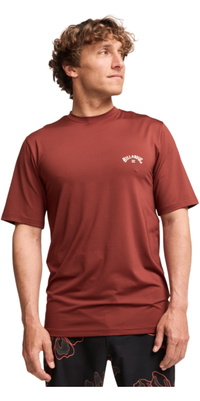 2026 Billabong Mens Arch Wave Short Sleeve Rash Vest EBYWR03019 - Burnt Red