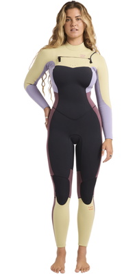 2026 Billabong Femmes Synergy Natural 3/2mm Chest Zip Combinaison N&eacute;opr&egrave;ne 24BW193514 - Grey Violet