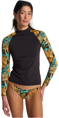 2026 Billabong Femmes Long Sleeve Lycra Vest EBJWR03043 - Black Pebble