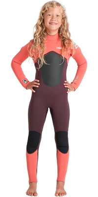 2026 C-Skins Enfants Nuwave Legend 4/3mm Back Zip Combinaison Néoprène C-NLE43JBZ - Rust / Coral Flame / Blue