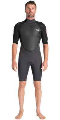 2026 C-Skins Hommes Element 3/2mm Back Zip Shorty Combinaison N&eacute;opr&egrave;ne C-EL32SHM - Anthracite / Black / Neon Flare