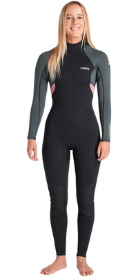 2026 C-Skins Femmes Nuwave Element 3/2mm Back Zip Combinaison Néoprène C-NEL32STW - Black / Forest Green / Rose