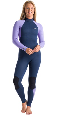 2026 C-Skins Femmes Surflite 3/2mm Back Zip Combinaison N&eacute;opr&egrave;ne C-SL32WBZ - Bluestone / Lilac / White