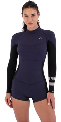 2026 Hurley Femmes Air 2mm Back Zip Mid Shorty Printemps Combinaison Néoprène WSS0014212 - Vintage Iris